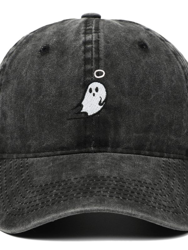Ghost Embroidered Baseball Cap Pure Cotton Washed Baseball