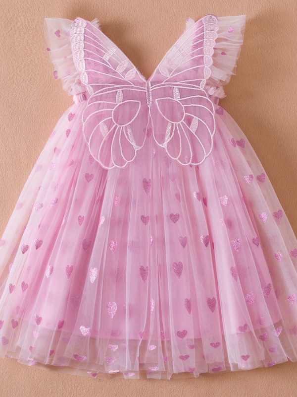 Three-dimensional Wings Mesh Girl Dress