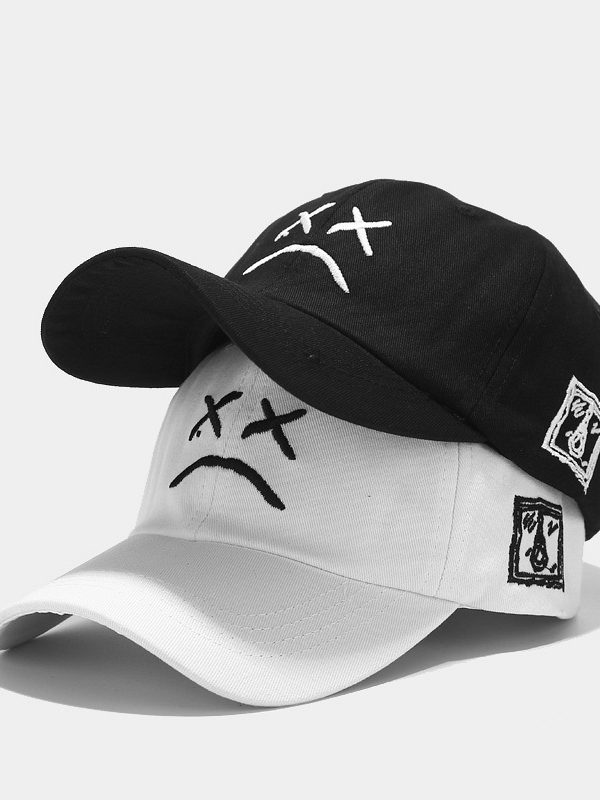 Crying Face Embroidery Baseball Men And Women Outdoor Leisure Sun Protection