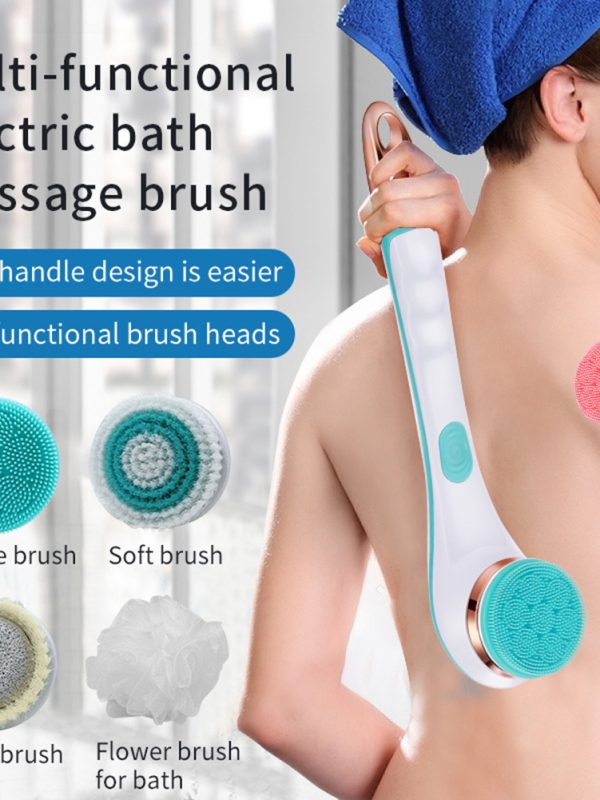 Electric Bath Brush Silicone Back Scrubber USB Rechargeable 2 Speeds Rotating Shower Brush Spa Waterproof Body Cleaning Brush