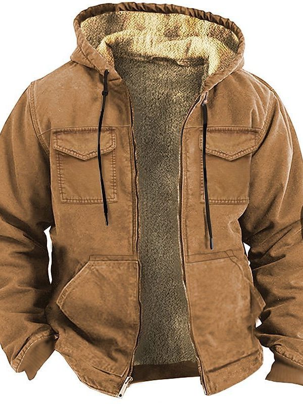 Fleece-lined Thick Ethnic Style Double-pocket Double-layer Thick Velvet Cotton-padded Jacket