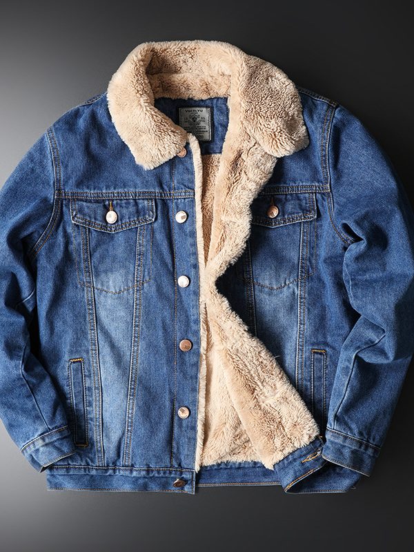 Jacket Top Autumn And Winter Fleece-lined Old Fashion Casual Denim Coat