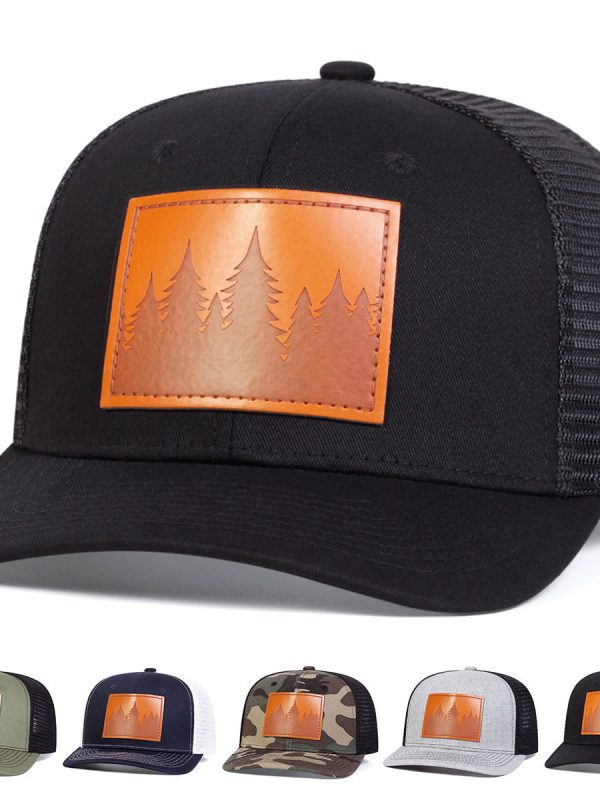 Men's Leather Baseball Cap With Slight Bending