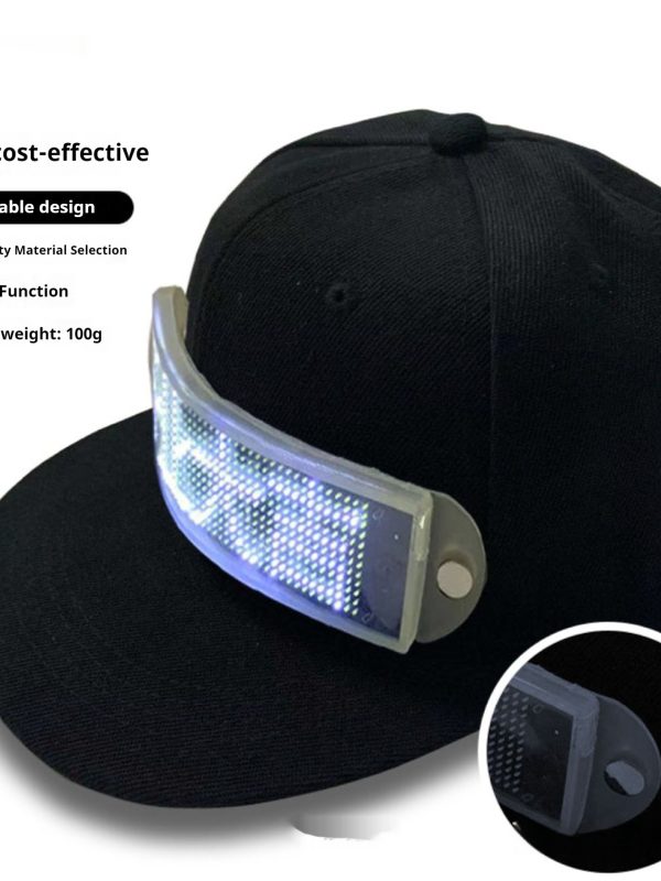 LED Cap Luminous Advertising Cap Display APP Control Word Change Multi-language Flexible External Screen