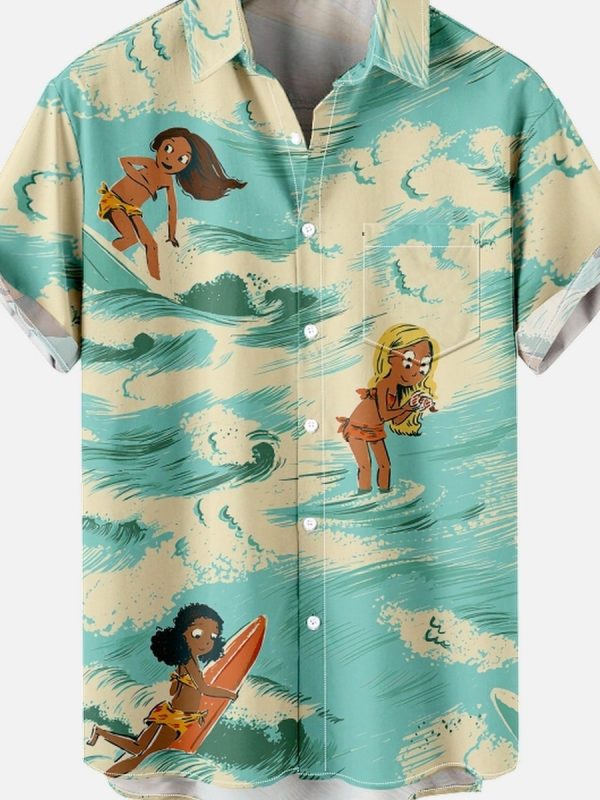 قميص رجالي فضفاض بأكمام قصيرة بتصميم طباعة رقمية من Surfing Elements