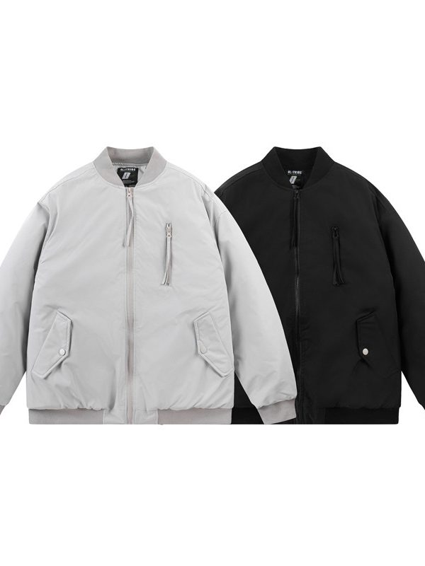 Stand Collar Multi-pocket Baseball Cotton-padded Jacket