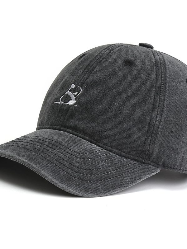Washed Panda Embroidered Baseball Cap For Women Spring And Autumn