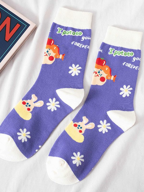جوارب نسائية طويلة برسومات كرتونية لطيفة