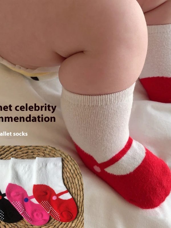 Combed Cotton Japanese Ballet Ankle Sock Baby Dispensing Non-slip Sole Socks