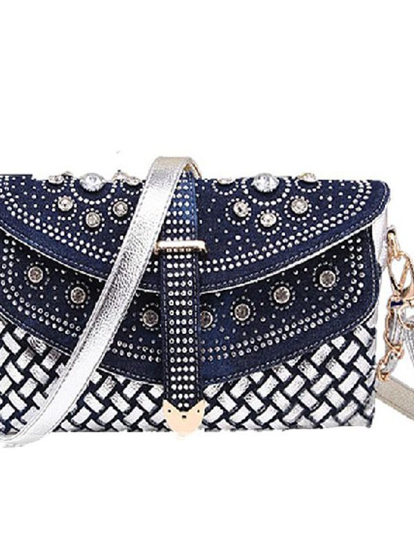 Diamond Denim One-shoulder Crossbody Bag
