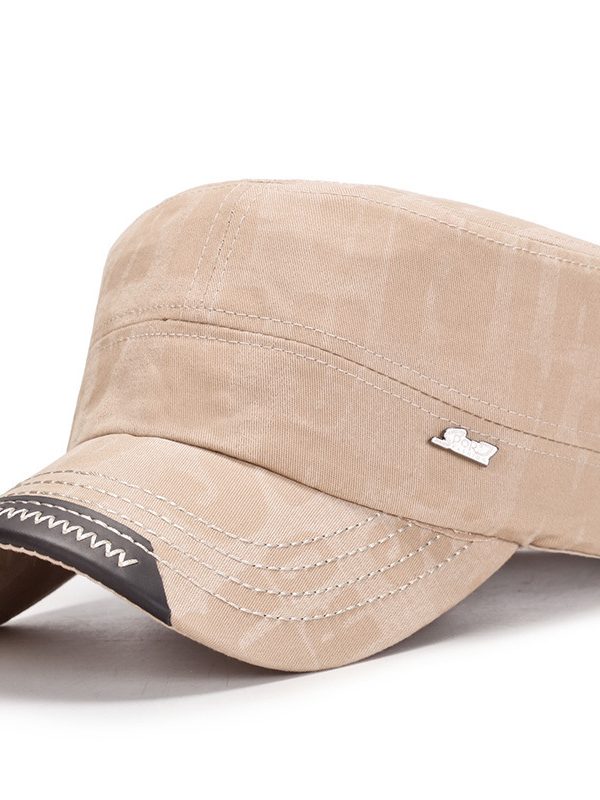 Washed Letters Flat-top Men's Casual Cotton Military