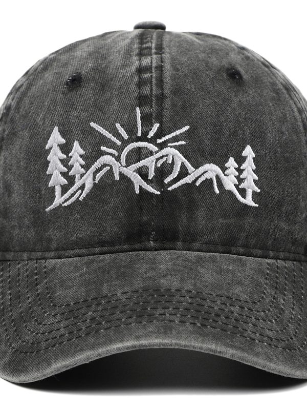 Mountain Style Embroidered Baseball Cap Cotton Worn Looking Washed-out Baseball