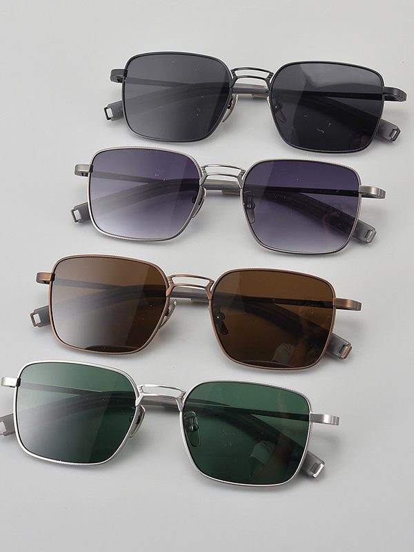 Pure Titanium Square Frame Double Beam Fashion Myopia Glasses For Men