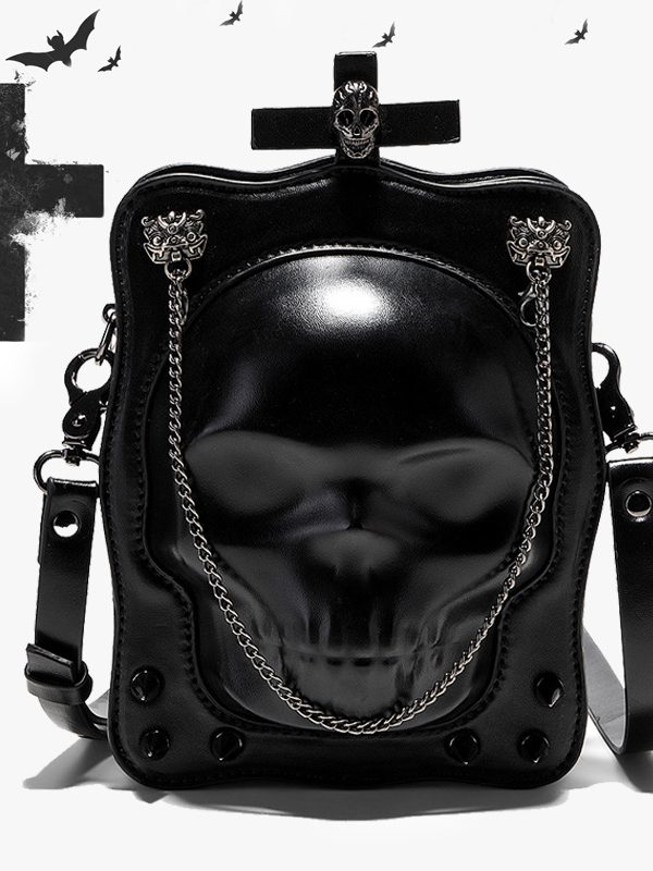 Halloween Skull Shoulder Bag Dark Gothic Crossbody Bags Women Mini Personality Square Messenger Bag