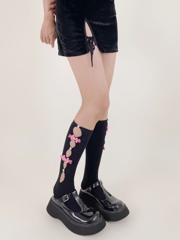 Cute Rabbit Cheongsam Button Decorative Socks