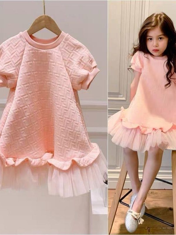 Mesh Short Sleeve Dress Princess Dress
