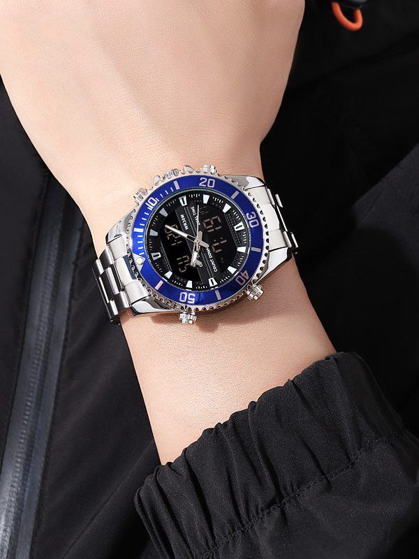 ساعة رياضية خارجية متعددة الوظائف للرجال مع شاشة مزدوجة