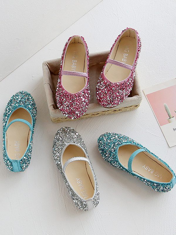 Pumps Girls Sequins Crystal Toe Cap Fashion Soft Bottom