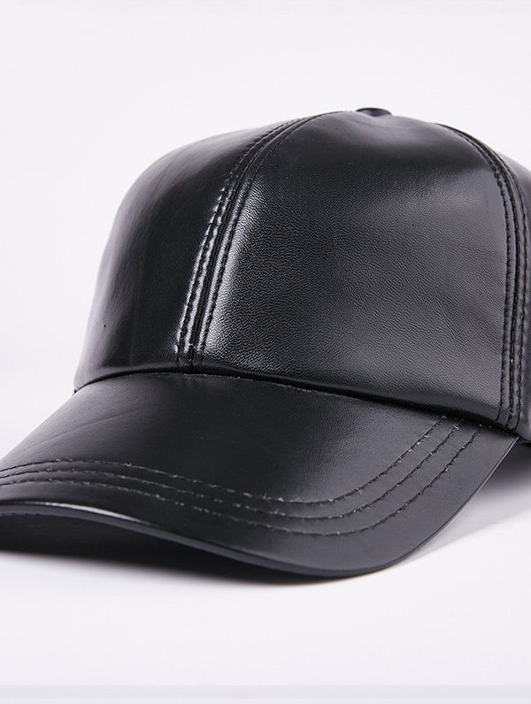 Leather Men  Women Middle-aged And Elderly Sheepskin Baseball Caps Thickened Warm Duck Tongue