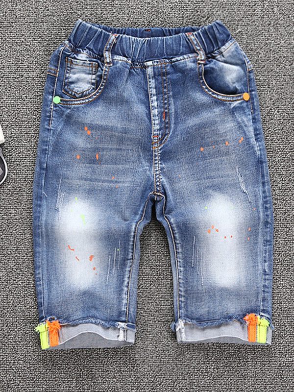 بنطال جينز أزرق عصري بأحرف مروحة