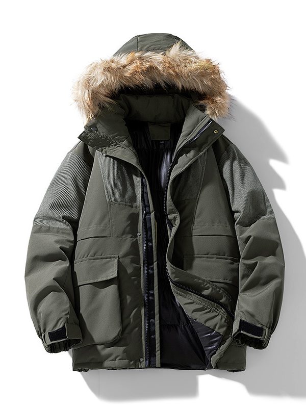 New Autumn And Winter Fur Collar Men's Thickened Coat