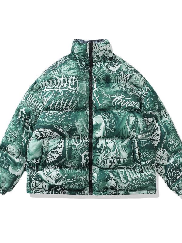 Stand Collar Jacket High Street Couple Casual Cotton Padded Clothes