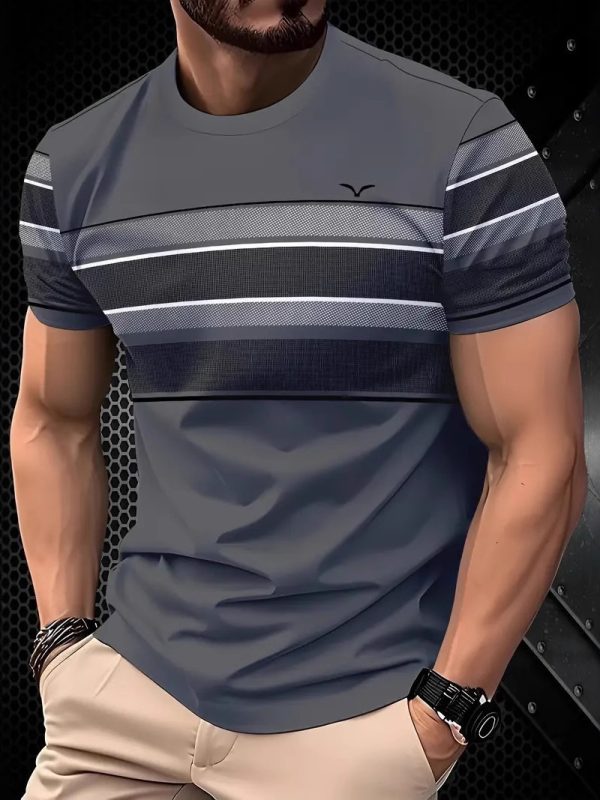 New Fashion Casual High Quality Contrast Color Men's Short Sleeve T-shirt