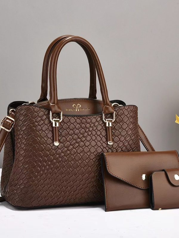 Woven Texture Three-piece Set Large Capacity One Shoulder Combination Bags