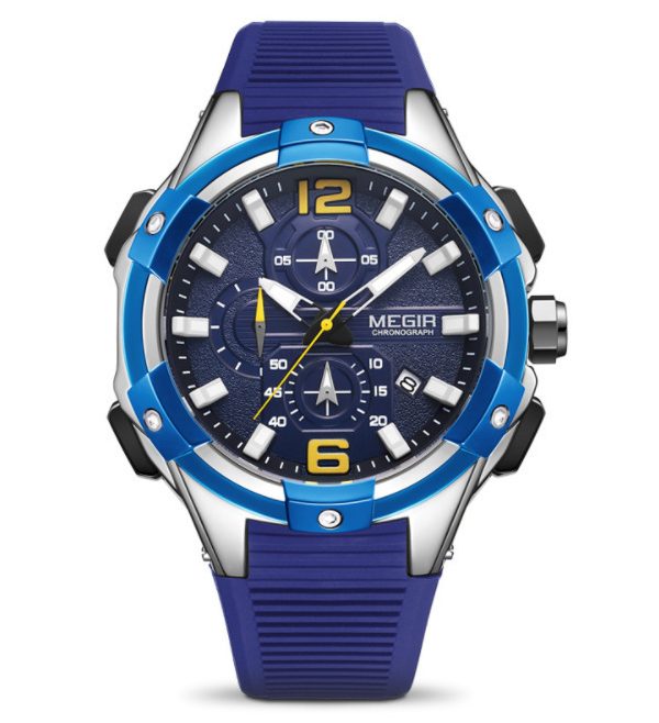 Large Dial Multi-function Calendar Waterproof Silicone Sports Watch