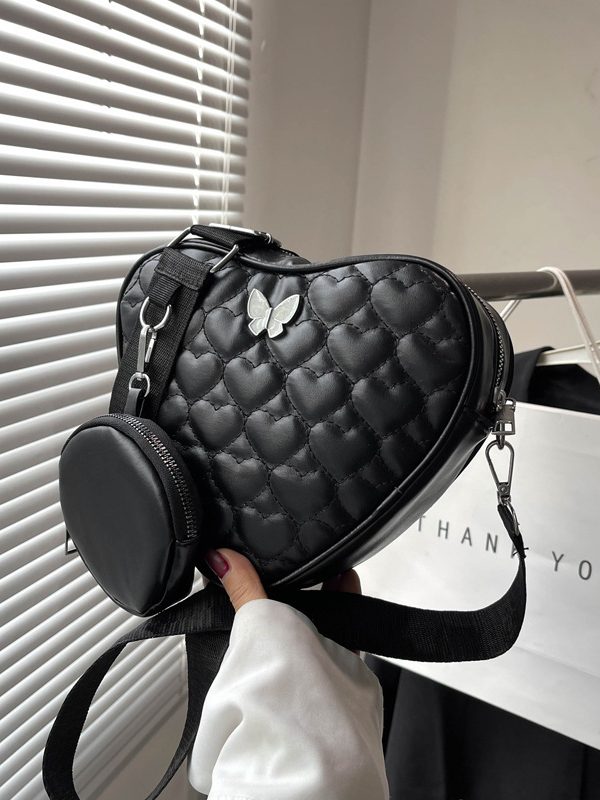 Women's Embroidered Line Shoulder Bag Lightweight Waterproof Pu Soft Leather Storage Shopping Travel Small Backpack