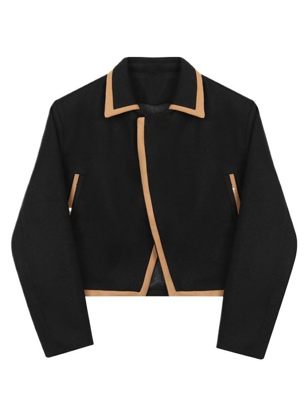 Men's Fashion Colorblock Woolen Short Jacket