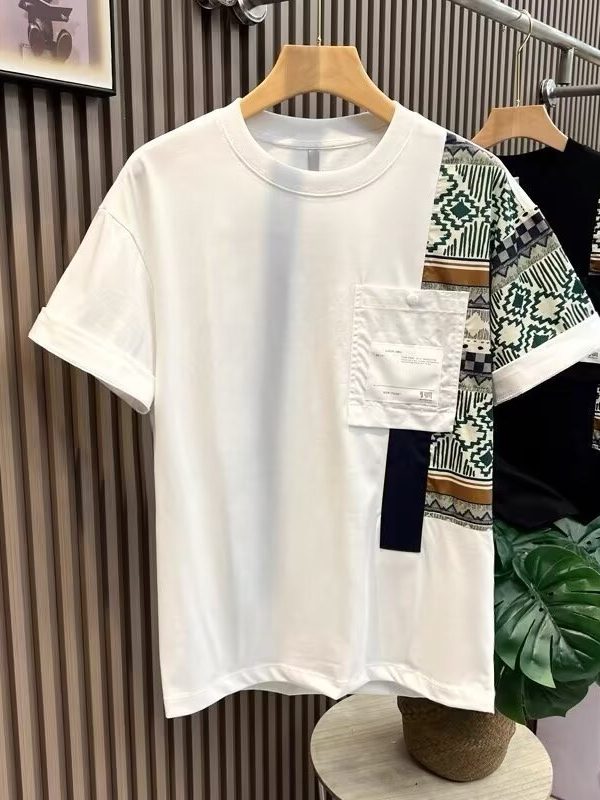 تي شيرت رجالي صيفي جديد، ملابس عمل، نمط ألوان متناسقة