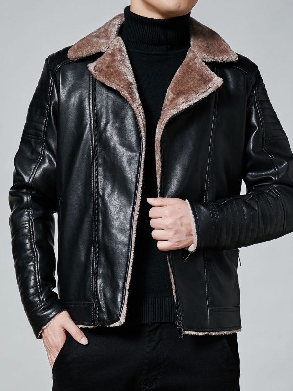Slim Fit Lapel Plus Velvet Padded Jacket
