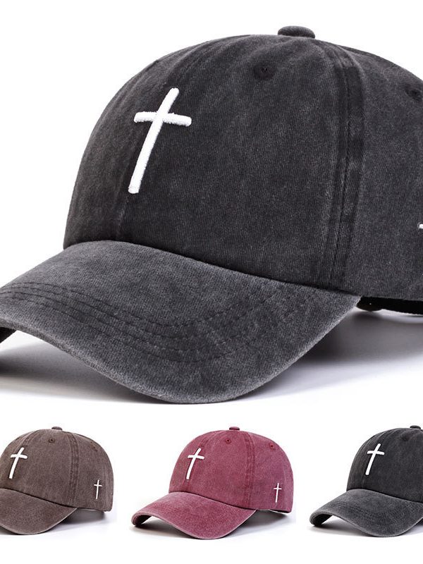 Four Seasons Embroidered Cross Casual Versatile Sun Hat