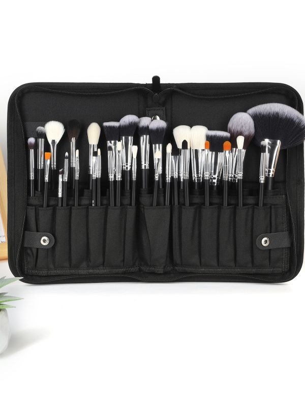 بيع ساخن عبر الحدود أمازون يمكن شراء 32 قطعة بالجملة حقيبة جلدية لفرش المكياج مع مقبض خشبي