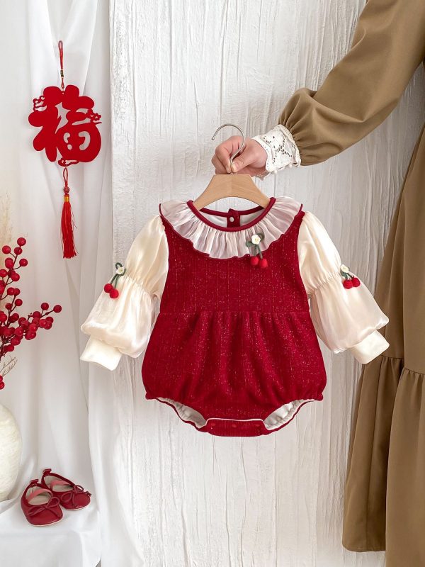 Newborn Fleece-lined Warm Baby Jumpsuit Winter Clothes