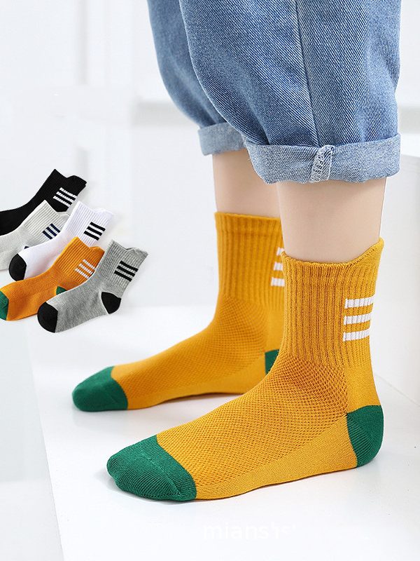 جوارب طلابية من القطن الممشط، جوارب شبكية متوسطة الطول