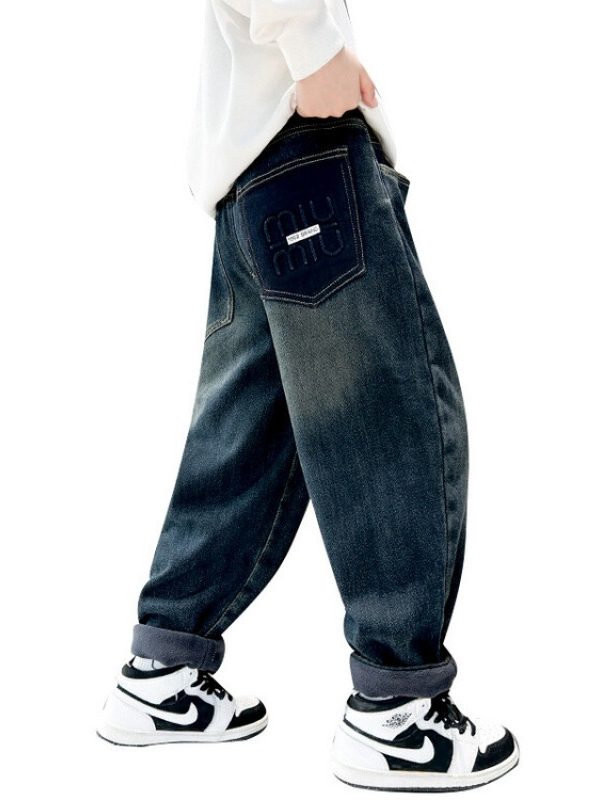 Korean Style Big Children Thick Warm Pants