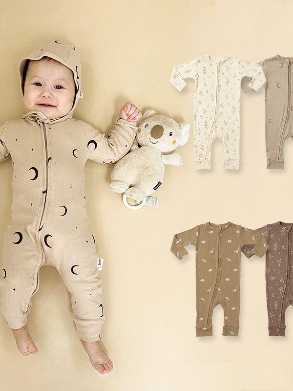 أوروبية وأمريكية طفل جامبسوت قطن طويل الأكمام ملابس ملفوفة من الخلف