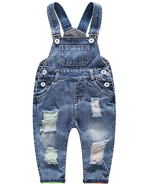 Boys' Fashion Simple Denim Suspender Pants