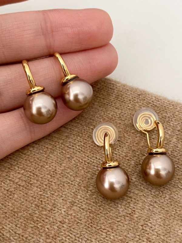 Vintage Champagne Pearl Clip-on Earrings