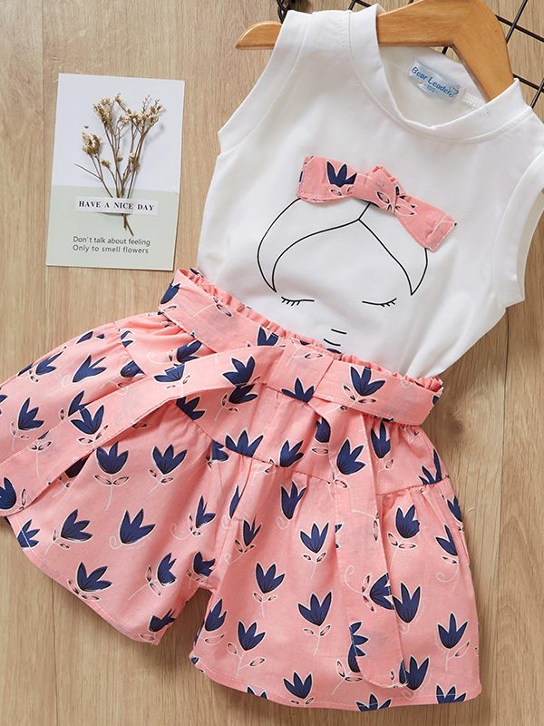 طقم أطفال مكون من بلوزة مكشكشة وبنطال واسع الساقين