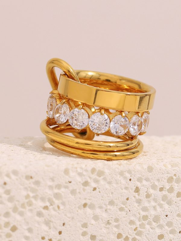 خاتم زركون متعدد الطبقات بتصميم أوروبي وأمريكي كلاسيكي