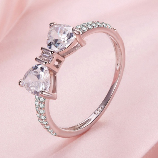 5 Sterling Silver Bow Zircon Ring Sweet