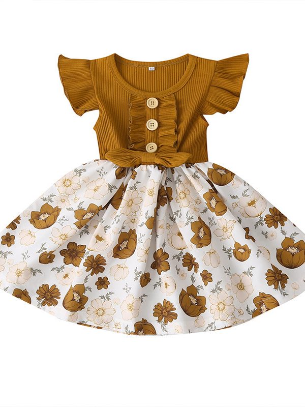 فستان صيفي جديد للبنات، قطعة واحدة، مطبوع عليه رسومات عصرية