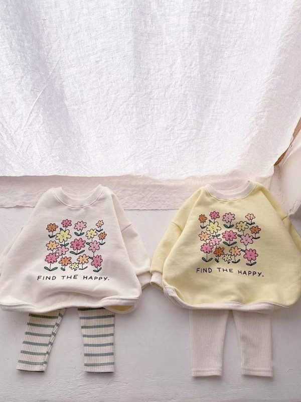 طقم هودي قطني مزهر للأطفال