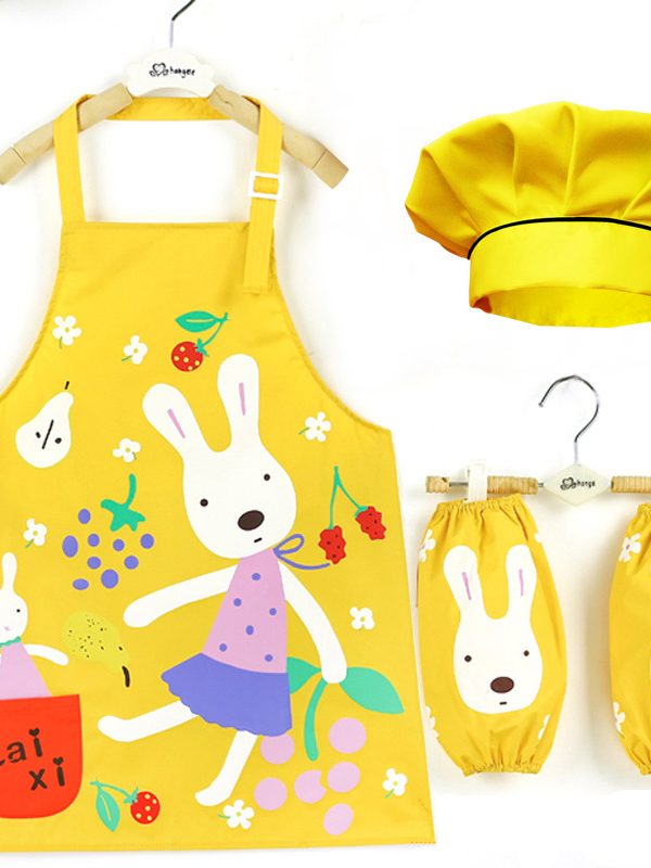 طقم مئزر بأكمام، قبعة طاهٍ، قفازات رسم، قبعة