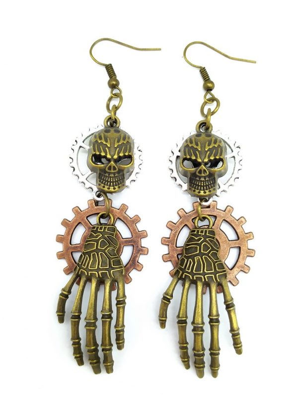 أقراط على شكل جمجمة شخصية، مخلب يد، تروس