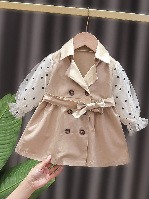 معطف ترنش خفيف متوسط ​​الطول للبنات