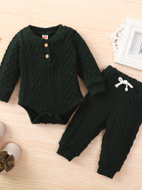 Two Piece Fried Dough Twist Fabric Solid Romper Trousers